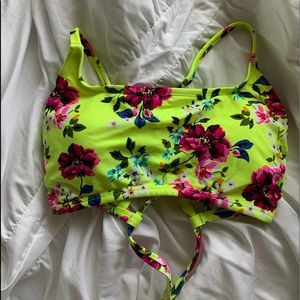 Bright Green Floral Bikini Top
